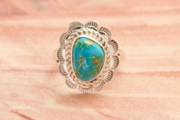Native American Jewelry Genuine Sonoran Turquoise Sterling Silver Ring